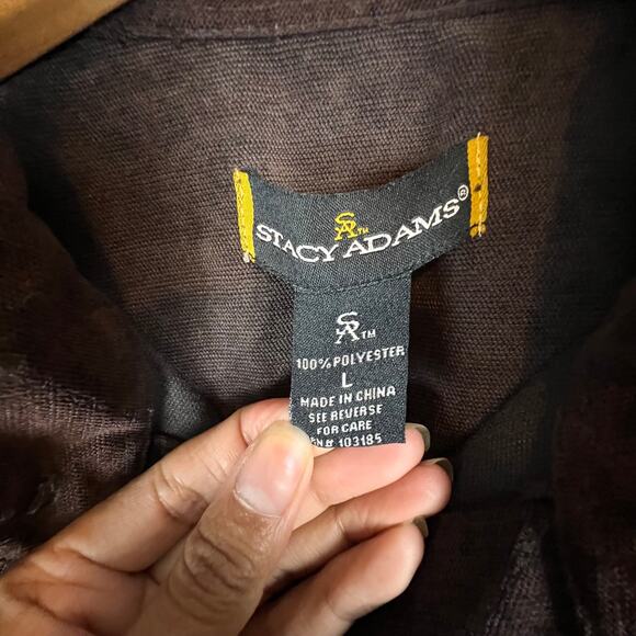 Stacy Adams Men's Shirt Size Large Button Down Casual Wear Brown - Picture 3 of 7